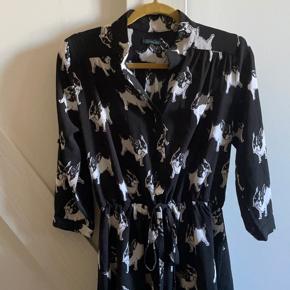 French Bulldog-Printed Blouse
